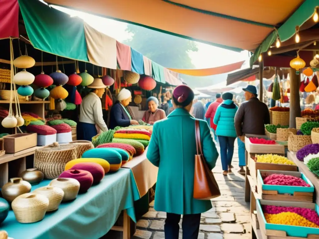 Una animada feria local llena de artesanías hechas a mano y productos artesanales