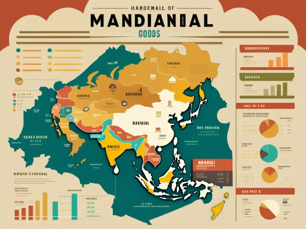 Infografía artesanal digital de un mercado tradicional con puestos de colores, evocando nostalgia y artesanía