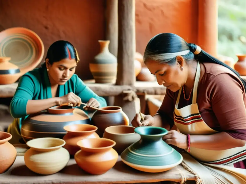 Artesanía indígena preservada con impresión 3D, tejidos y cerámica tradicionalmente elaborados en un ambiente cálido y acogedor