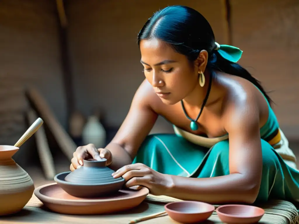 Un artesano amazónico crea cerámica rodeado de tecnología, fusionando arte ancestral con plataformas digitales