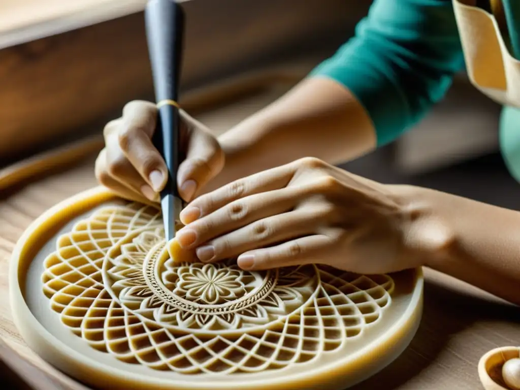 Artesano moldeando bioplástico con destreza, evocando la artesanía tradicional con materiales sostenibles