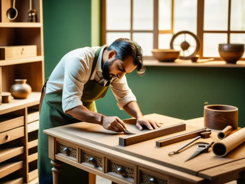 Un artesano hábil transforma desechos en materiales exquisitos, con un toque vintage nostálgico y dedicación artística