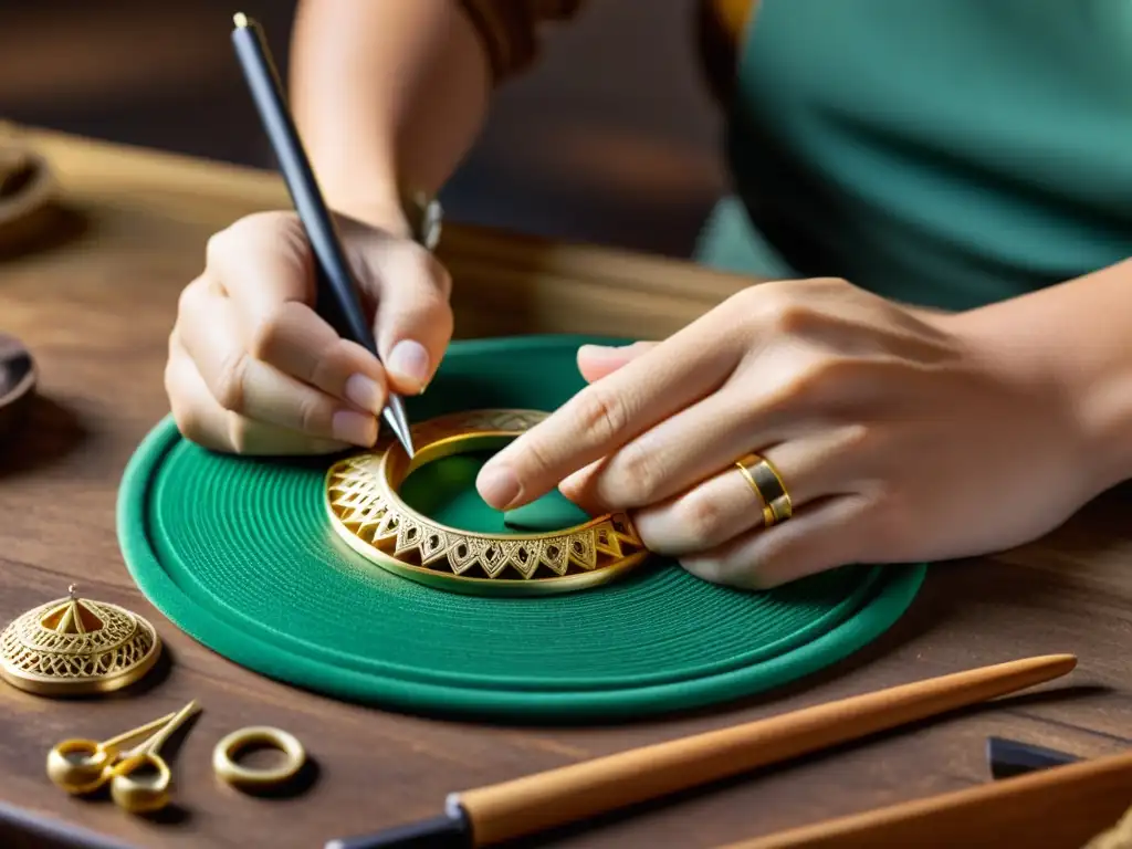 Un artesano crea con destreza una joya cultural en 3D, combinando técnicas antiguas y modernas