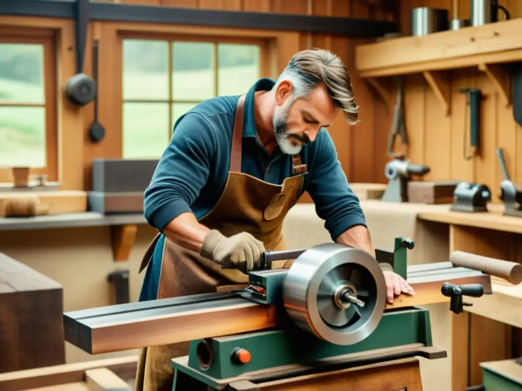 Un artesano crea con energías renovables, reflejando el ecodiseño artesanal con energías renovables en tonos cálidos y atmósfera tradicional