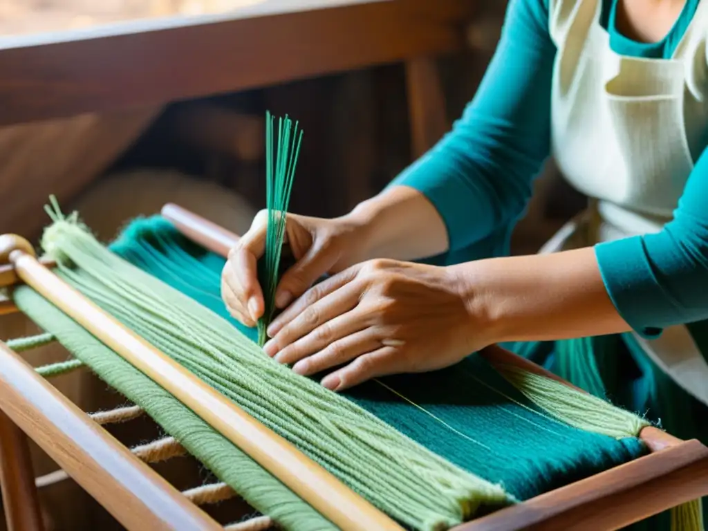 Un artesano experto teje con cuidado fibras sostenibles para crear un textil tradicional