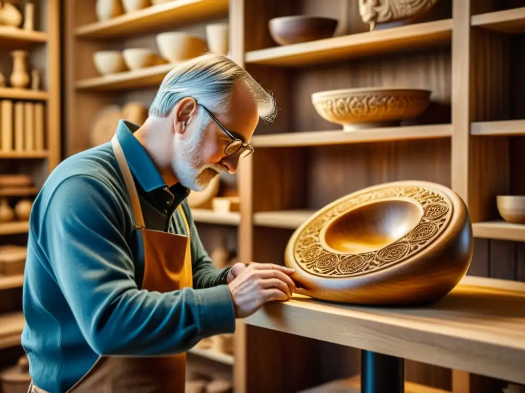 Artesano escaneando talla antigua con delicadeza Un artesano experto utiliza un escáner 3D para restauración digital con escáneres 3D