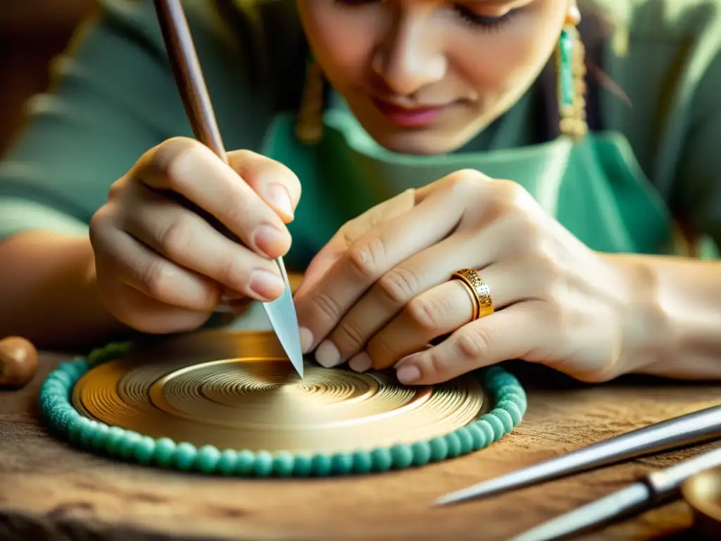 Un artesano experto crea joyería a mano con herramientas tradicionales