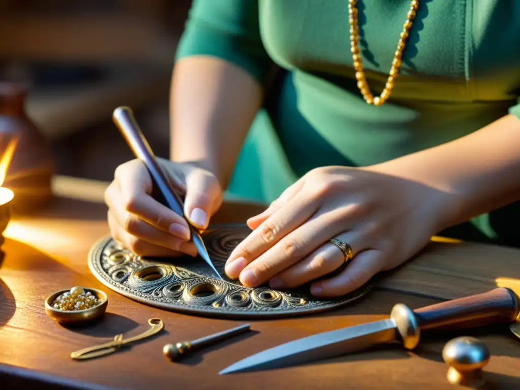 Un artesano experto elabora joyería con técnicas tradicionales de orfebrería