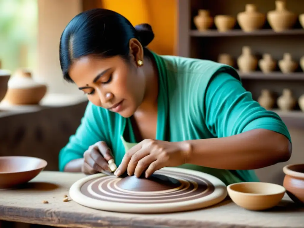 Un artesano habilidoso preserva tradiciones creando con determinación y precisión