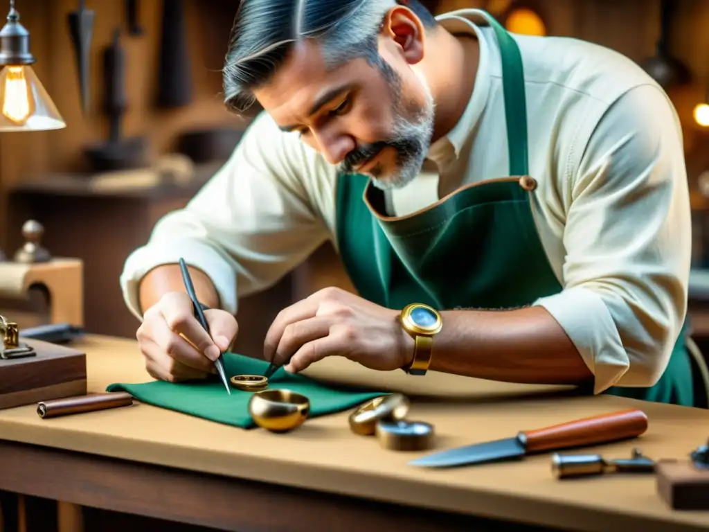 Un artesano crea una joya única en un taller vintage