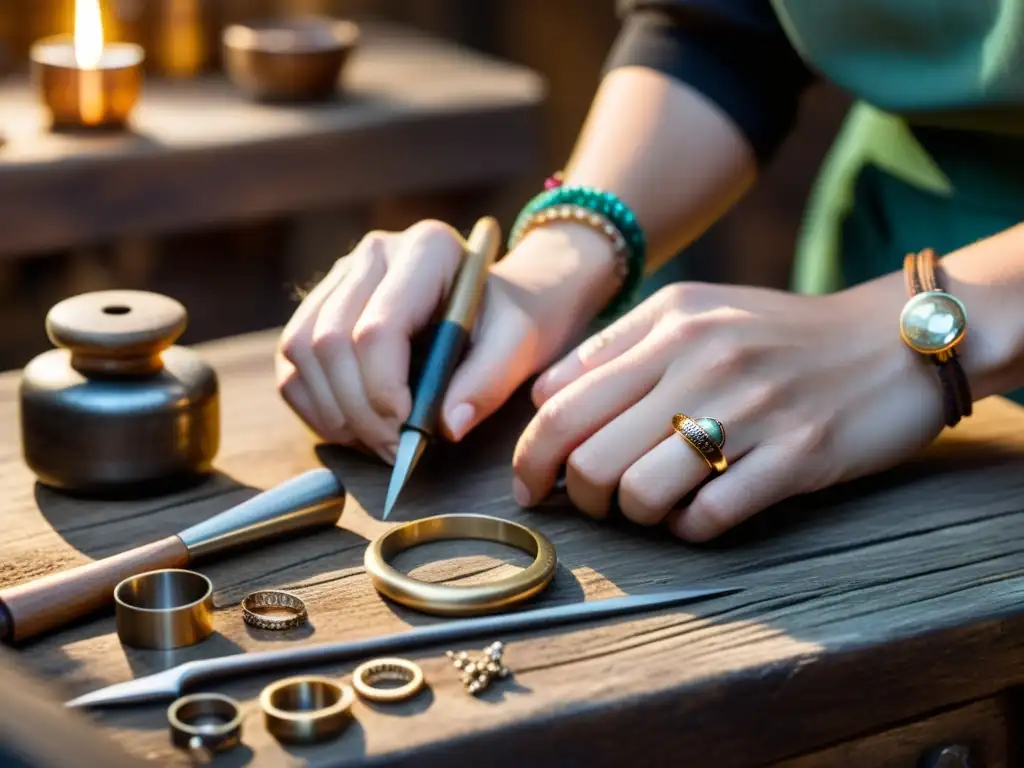 Un artesano hábil crea joyas únicas en un taller vintage