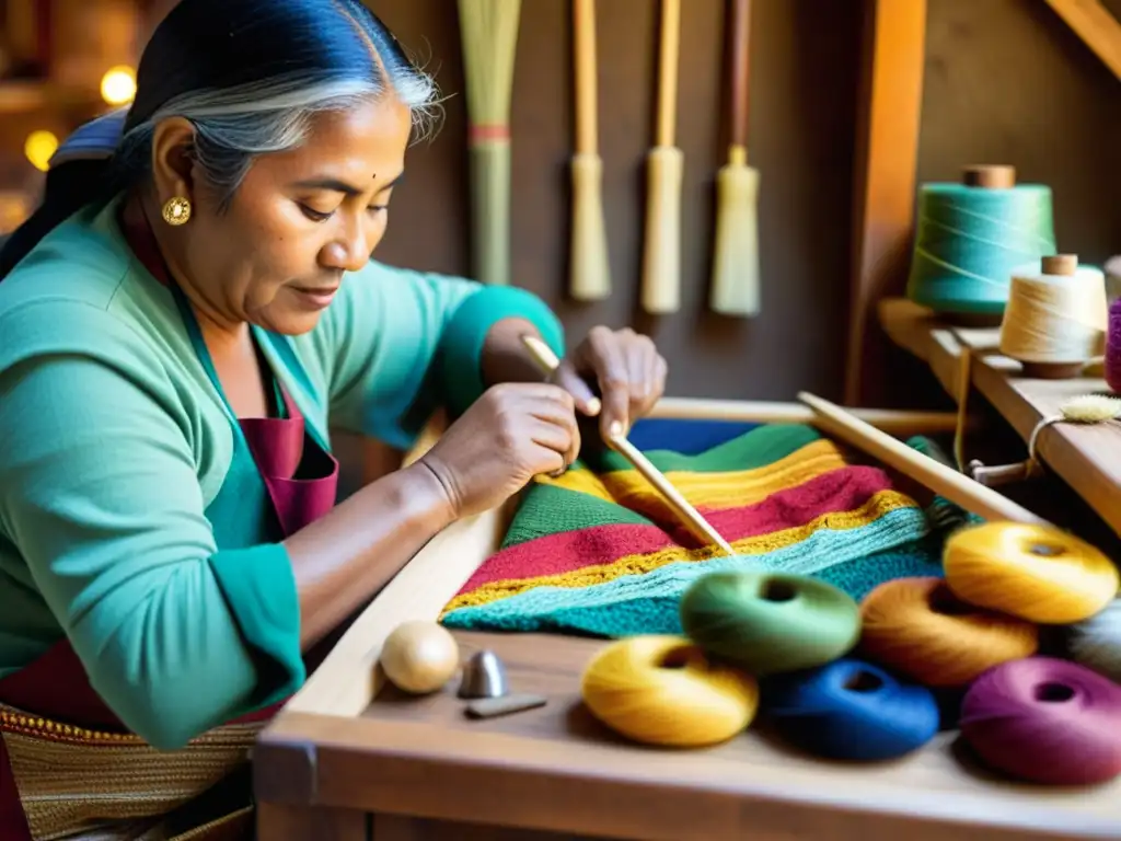 Un artesano meticuloso trabaja con materiales naturales, evocando la esencia de la artesanía tradicional en la era digital