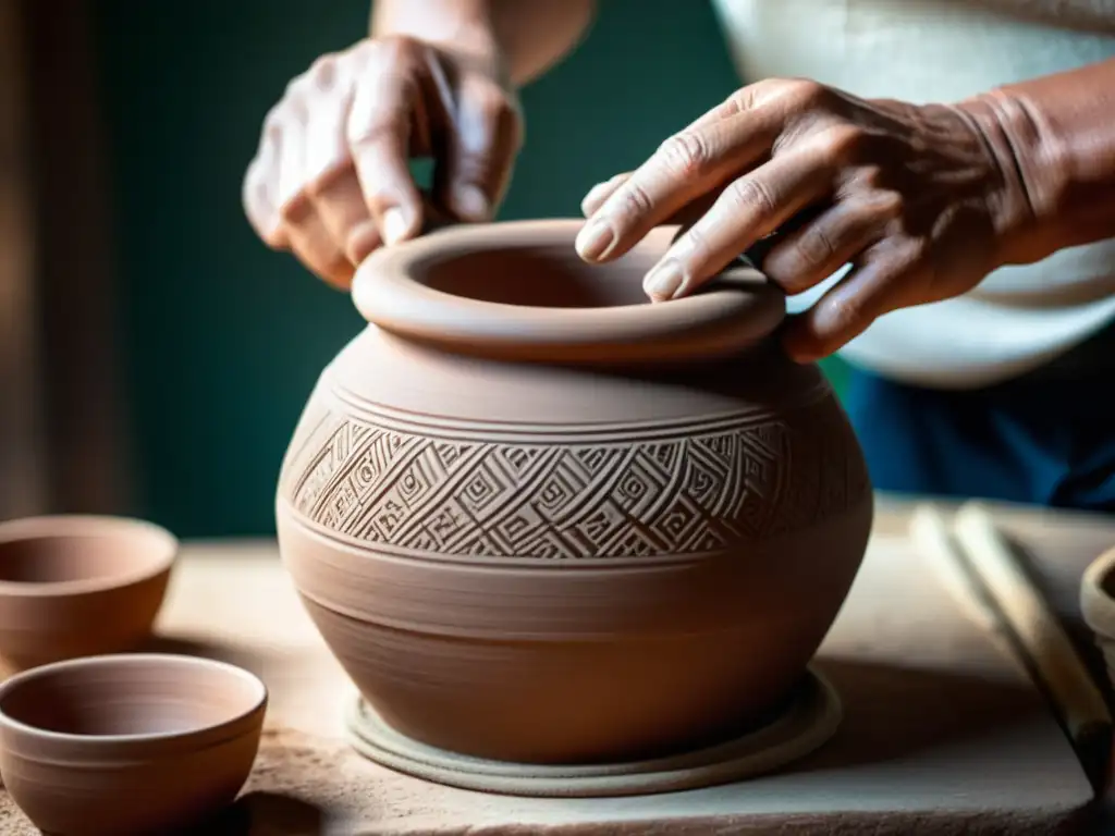 Un artesano modela una olla de barro, resaltando la conexión táctil con la artesanía tradicional