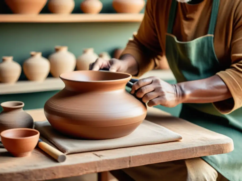 Un artesano crea pieza de cerámica tradicional con moderna tecnología