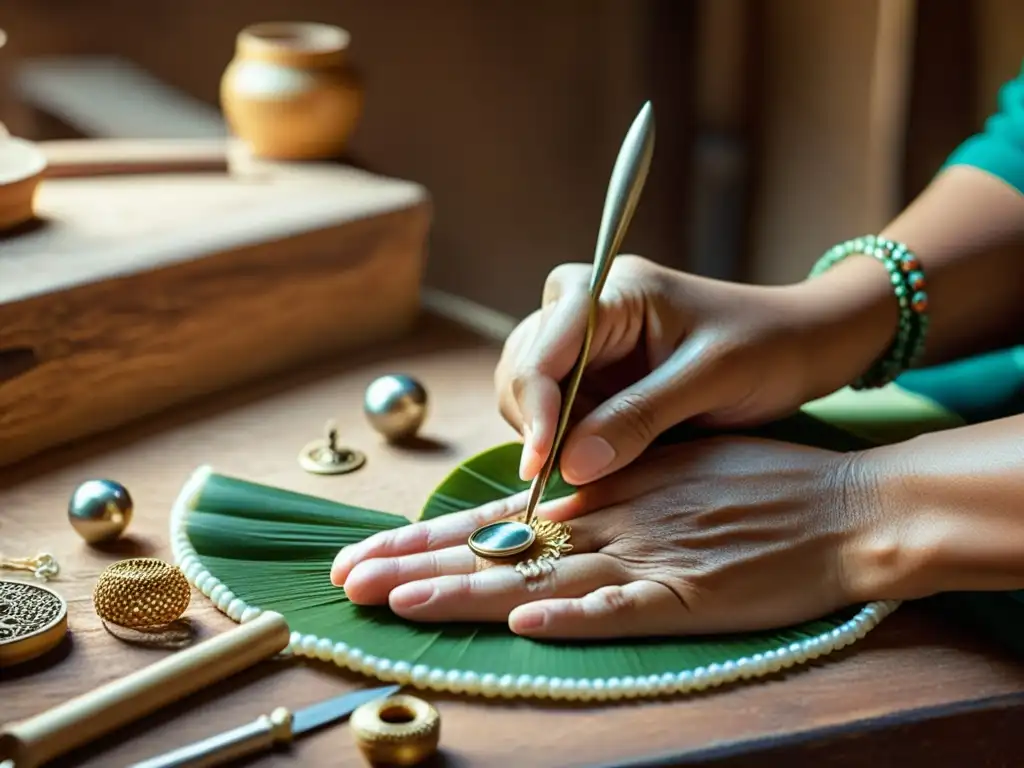 Un artesano trabaja con precisión en una joya única, capturando la esencia de la artesanía tradicional