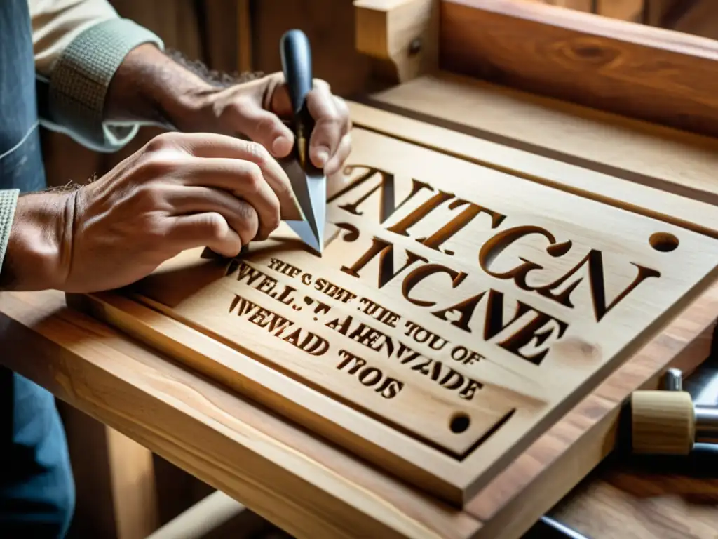 Un artesano talla con esmero detalles en madera, evocando el branding artesanal en la era digital