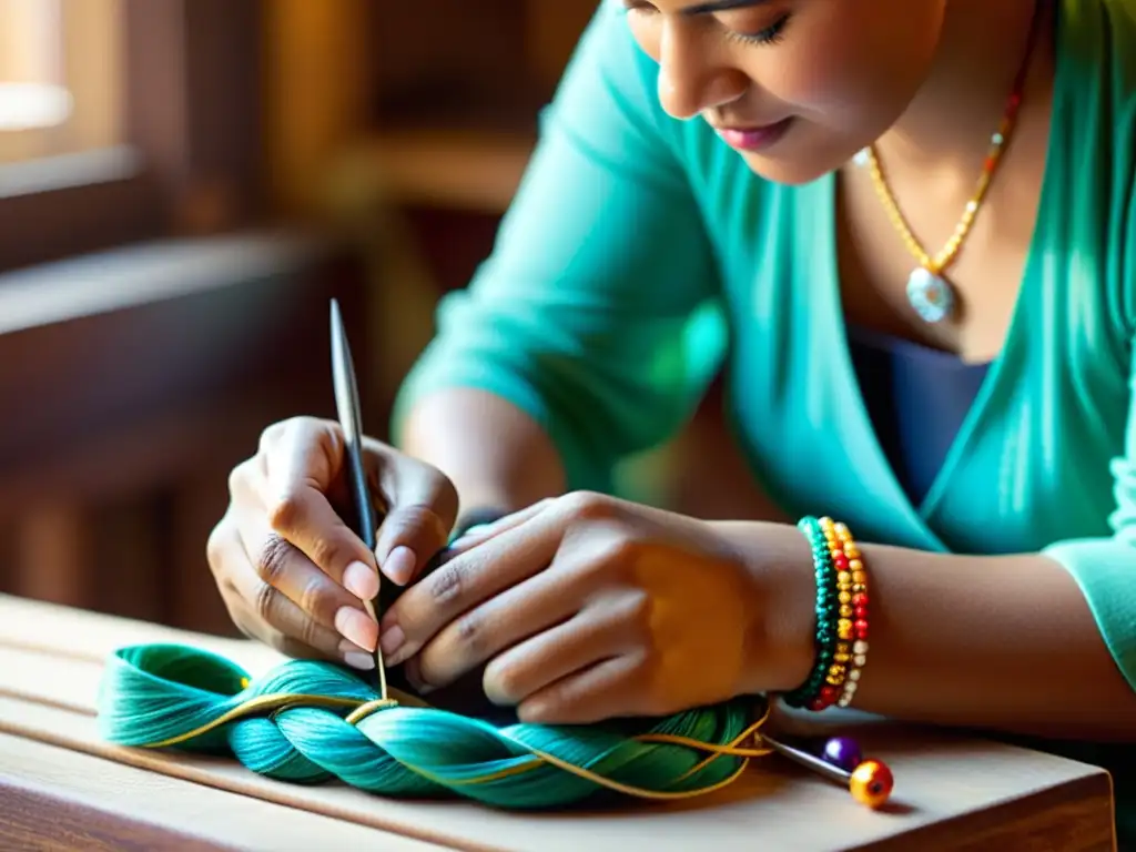 Un artesano tradicional elaborando joyería con cuidado y destreza