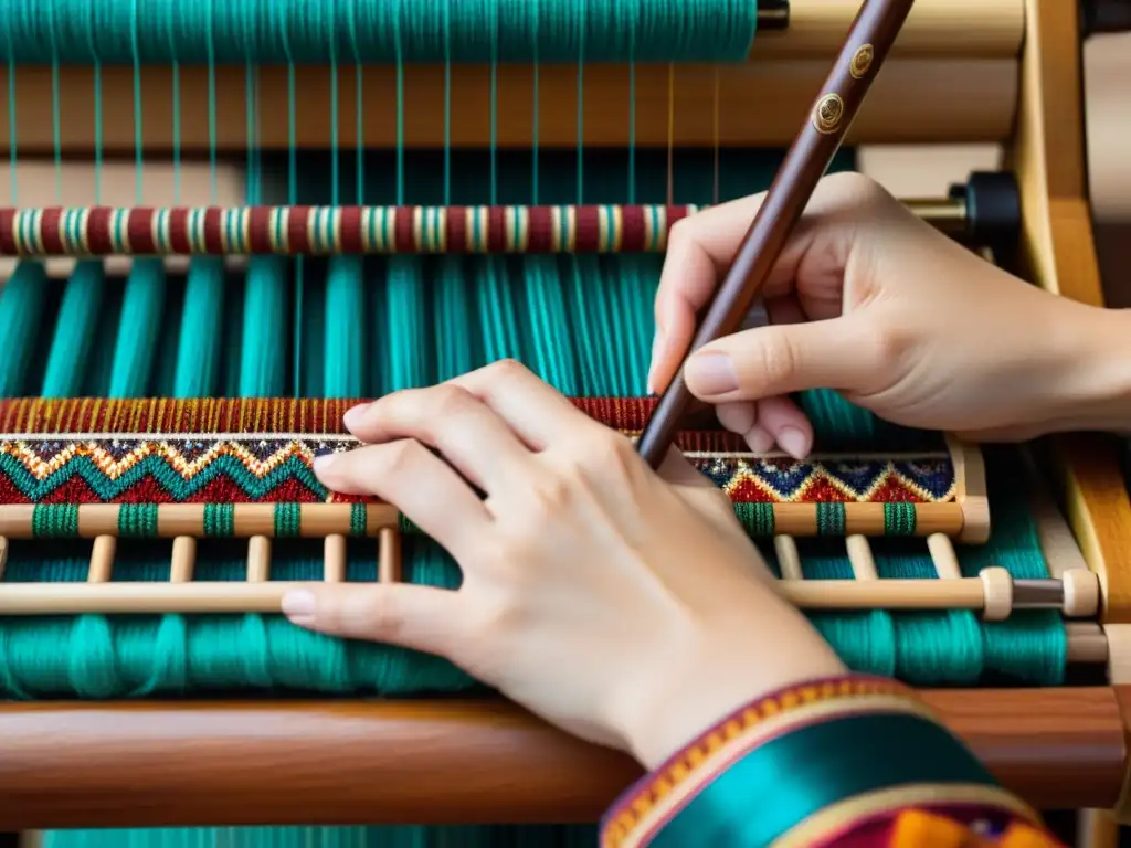 Un artista digital revive tradiciones artesanales, mezclando técnicas tradicionales y digitales en un telar de madera vintage