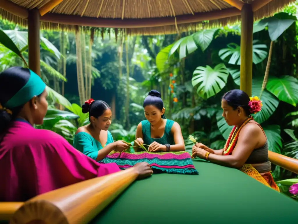 Artistas en la selva tejen textiles y esculpen madera, rodeados de biodiversidad