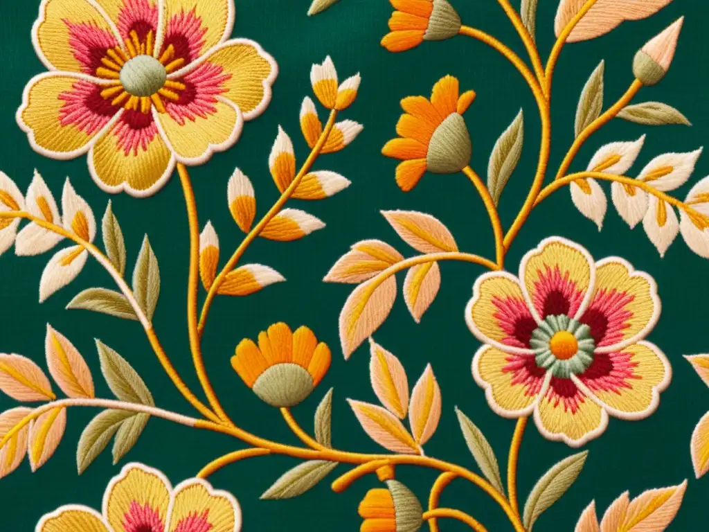 Bordado digital: diseño de patrones contemporáneos en vibrante flor bordada en tela vintage