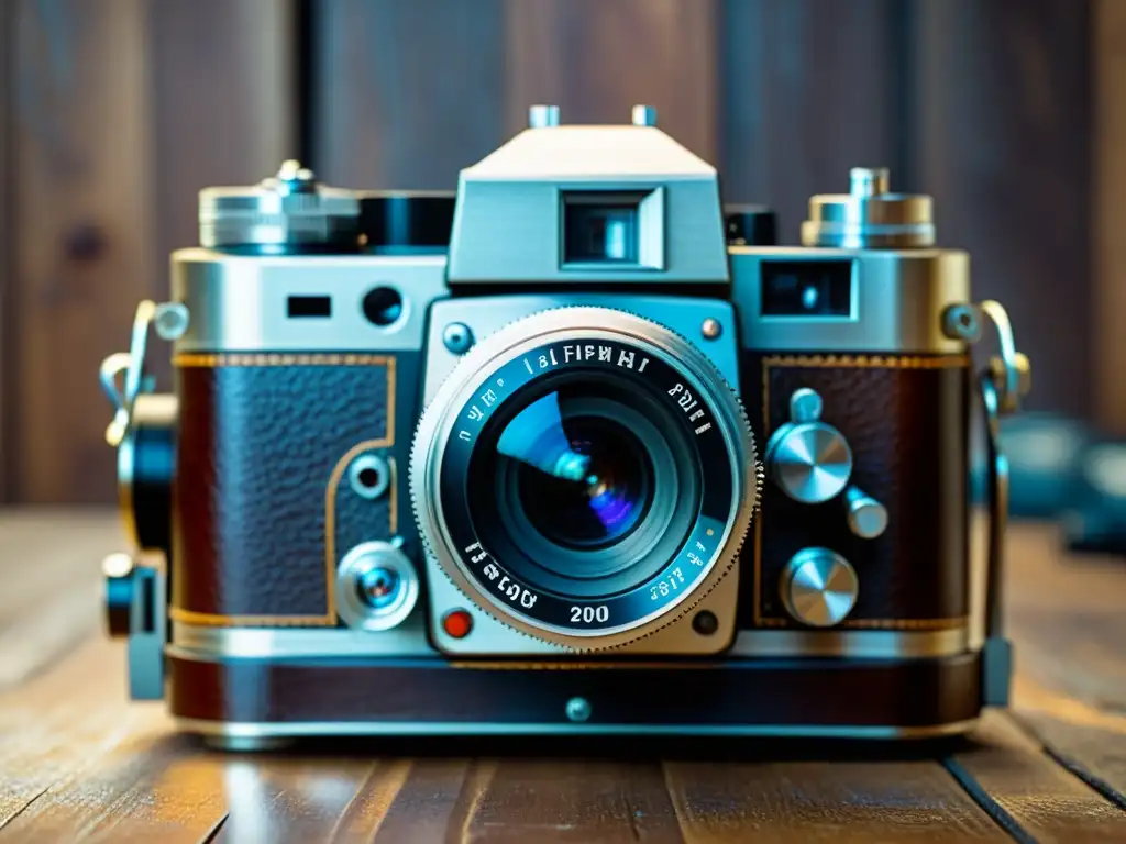 Detalle artesanal: cámara vintage captura arte digital Una cámara vintage captura los detalles de una artesanía digital