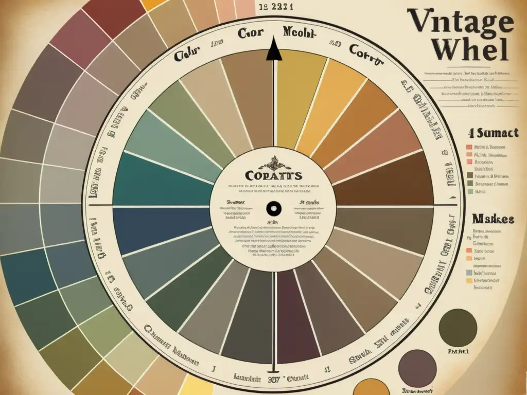 Una carta de colores vintage con detalles y nombres, rodeada de suministros artísticos antiguos