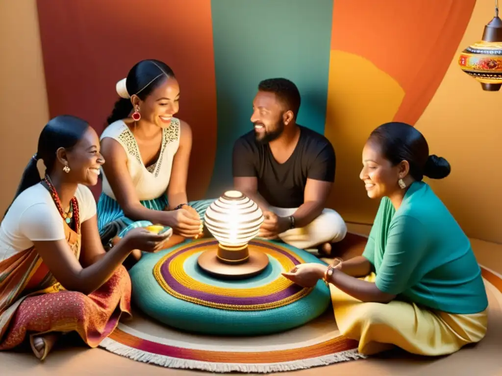 Un círculo de artesanos de diversas culturas muestra sus creaciones digitales únicas