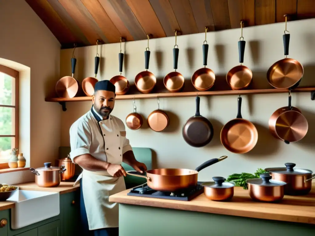 Una cocina artesanal con chef preparando platillo tradicional