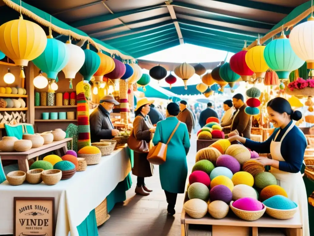 Una colorida feria artesanal en redes sociales nicho promueve la promoción de artesanías en un ambiente vibrante y acogedor