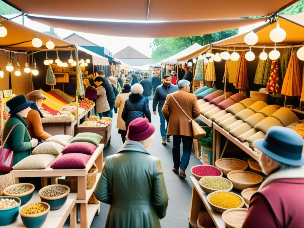 Mercado artesanal postpandemia: renacimiento de la artesanía única Colorido mercado artesanal postpandemia, reflejo de tendencias consumo artesanía digital