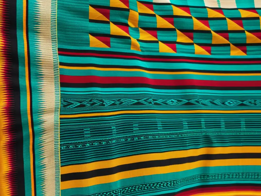 Detallada fotografía vintage de un bello textil nativo tejido a mano, mostrando la artesanía y preservación digital de tradiciones de tejidos nativos