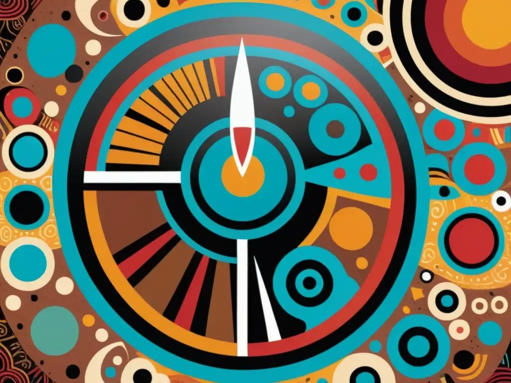 Arte rupestre indígena fusionado con tecnología digital Detallada ilustración digital de arte rupestre indígena con patrones vibrantes y simbología, fusionando lo tradicional con lo digital