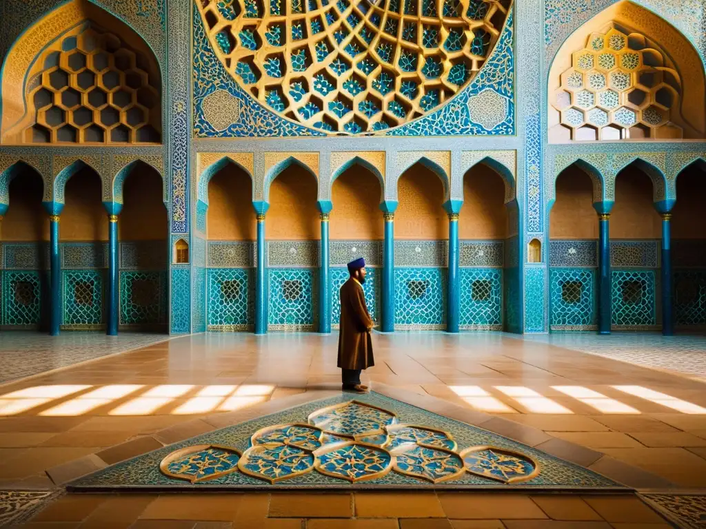 Detalle en alta resolución de los patrones geométricos de la icónica Mezquita Sheikh Lotfollah en Isfahán, Irán