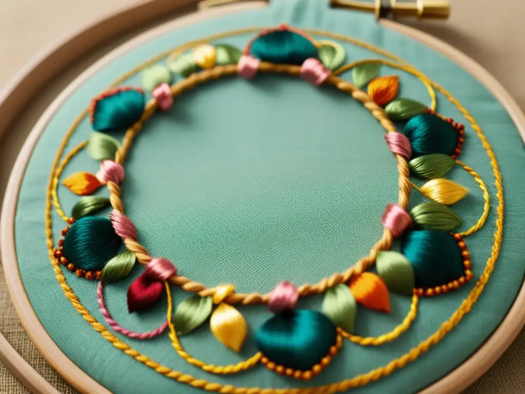 Detalles bordados: Arte vintage en hilo Detalle de bordado vintage con hilos coloridos, en simbiosis entre bordado tradicional y diseño, sobre papel envejecido