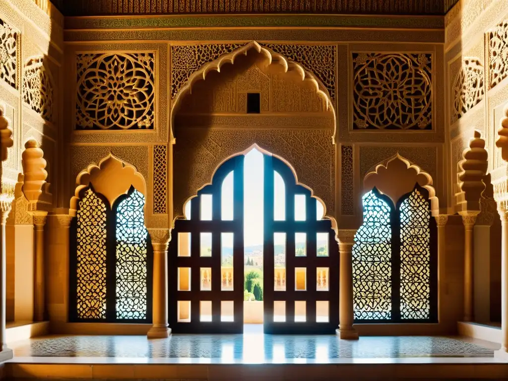 Detalle de la Geometría Sagrada Islámica en Arquitectura de la Alhambra, Granada