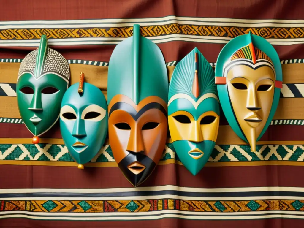 Máscaras africanas de cerámica: Arte vibrante y ancestral Detalle de máscaras de cerámica africana en la cultura visual, resaltando la herencia cultural y la artesanía única