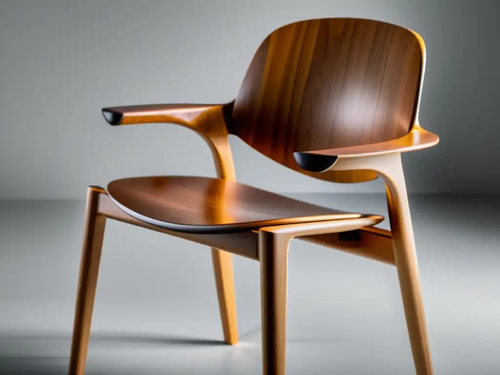 Diseño de muebles artesanales con materiales inteligentes: una silla de madera vintage con integración inteligente, en un taller artesanal acogedor