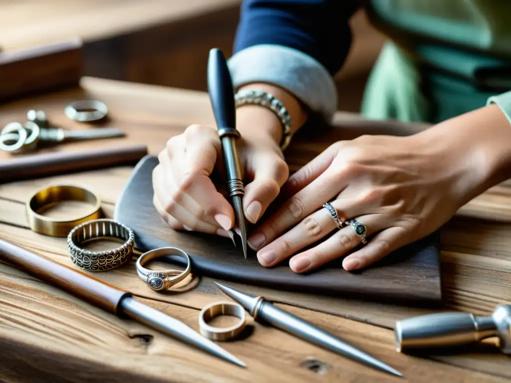 Las hábiles manos de un artesano creando joyas únicas