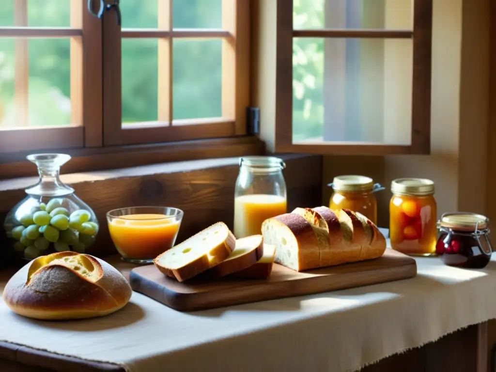 Una hermosa fotografía de alimentos artesanales digitales dispuestos con elegancia sobre una mesa rústica de madera