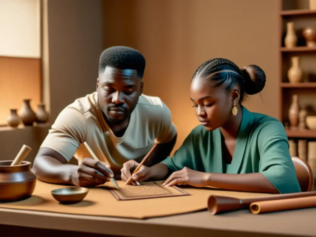 Imagen vintage de mentoría virtual en artesanía tradicional con estrategias de aprendizaje