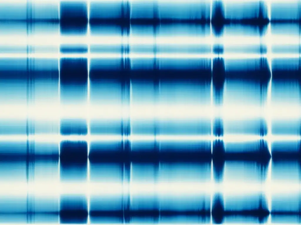 Una imagen vintage de alta resolución muestra un patrón shibori intrincado creado con técnicas digitales