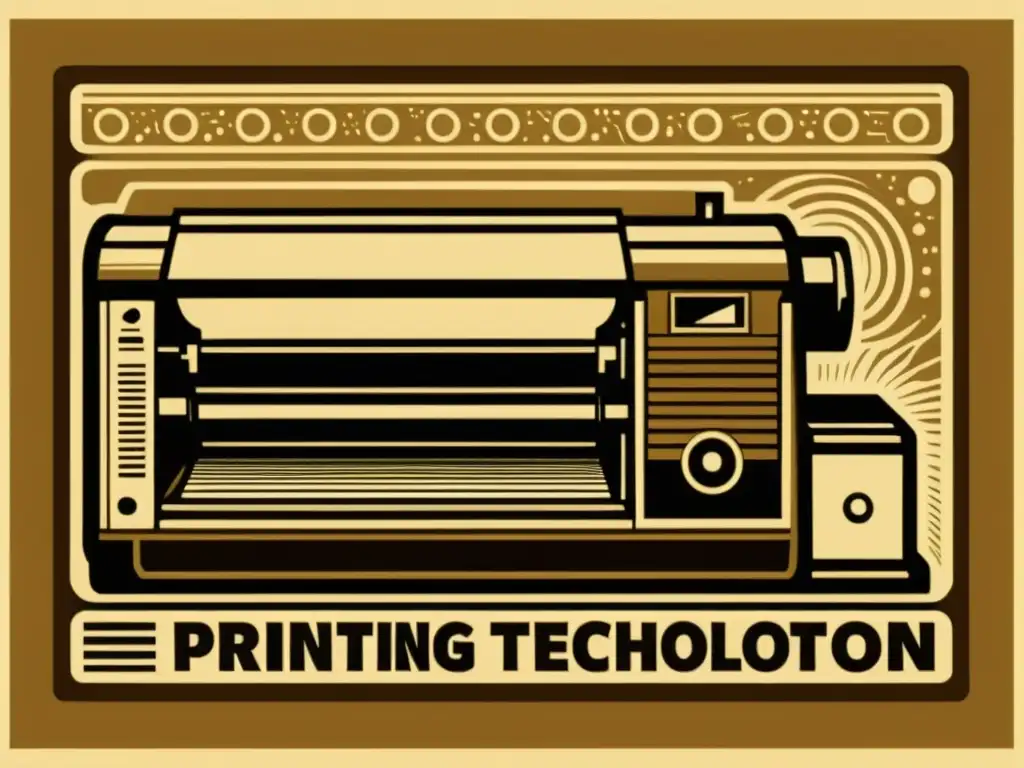 Una impresión en madera de estilo vintage, que muestra la evolución de la tecnología de impresión