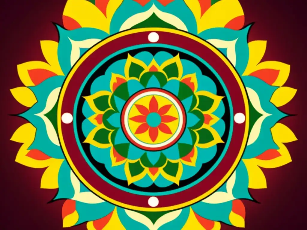 Influencia tibetana en la animación: Animación digital de alta resolución que muestra artesanos tibetanos creando mandalas con detalles intrincados y colores vibrantes