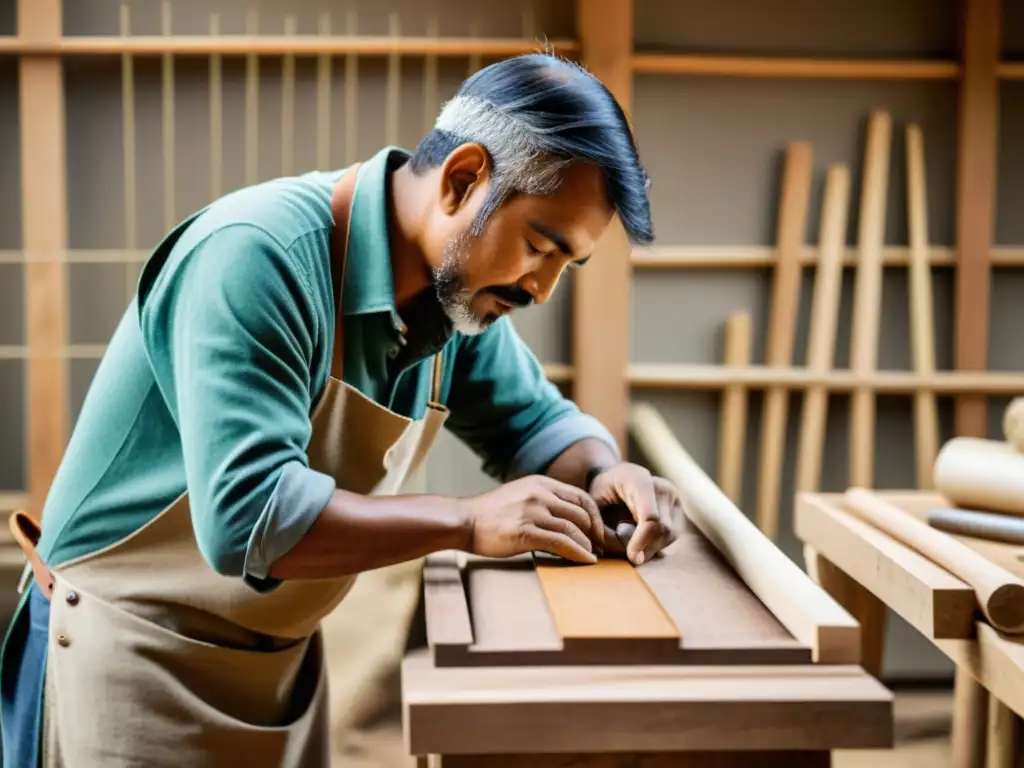 Un maestro artesano elabora una estructura arquitectónica sostenible con métodos tradicionales