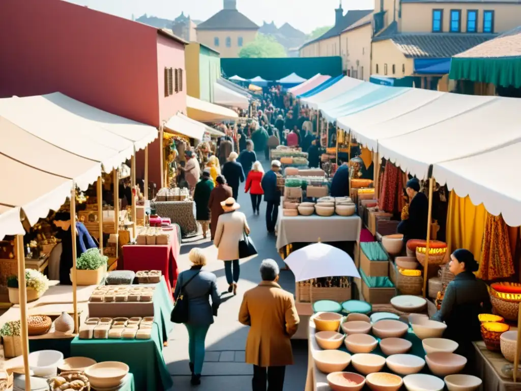 Un mercado artesanal bullicioso y colorido con productos únicos y soluciones eficientes logística productos artesanales