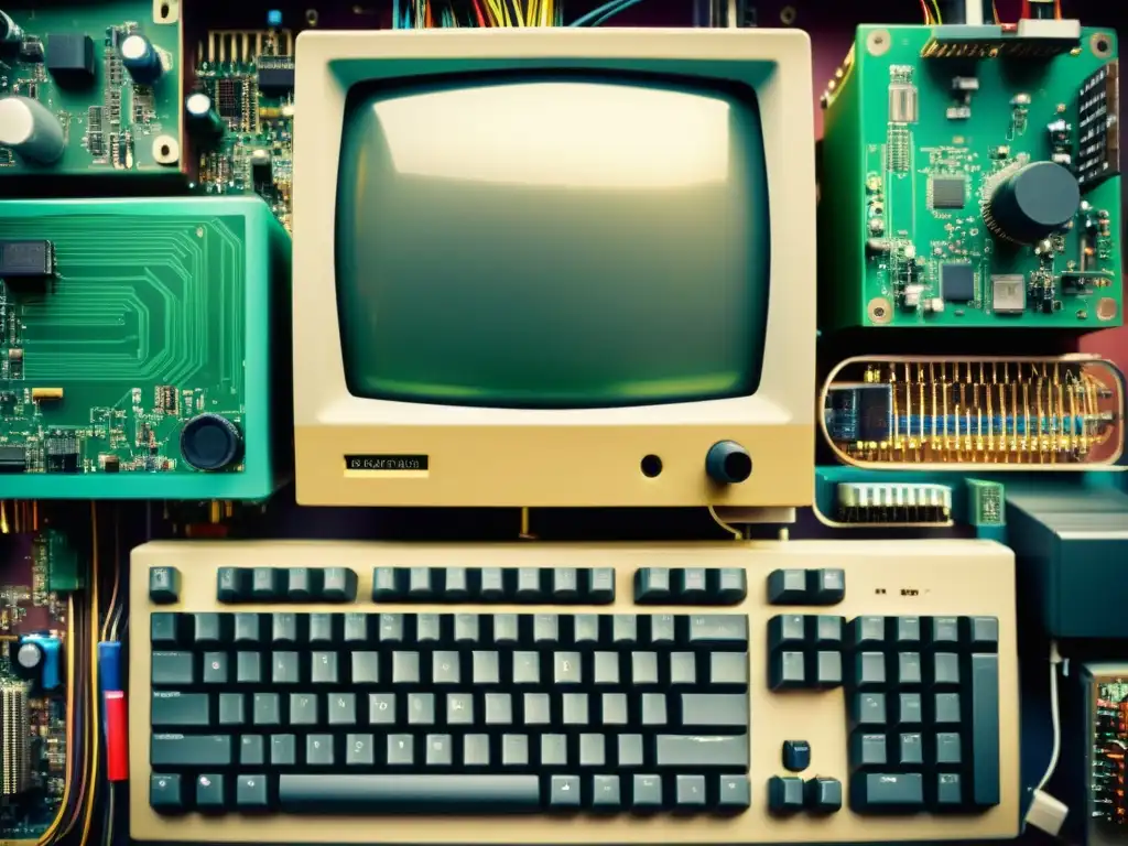 Una nostálgica escena de tecnología vintage reciclada para crear arte digital innovador