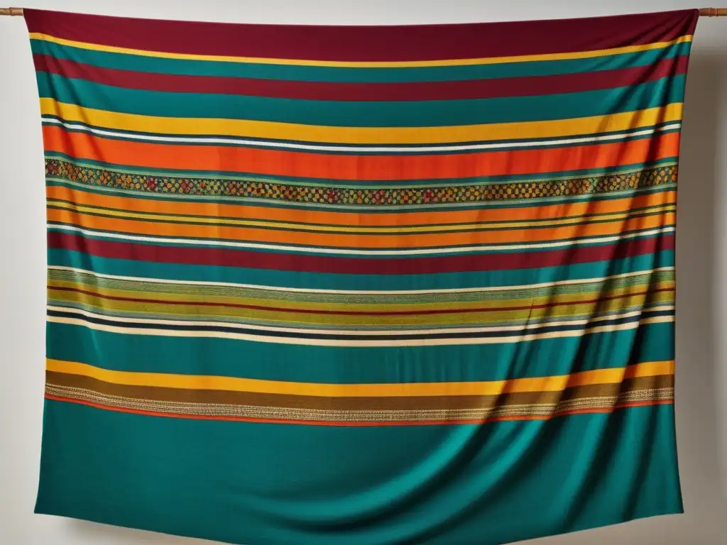 Una obra de arte tejida con textiles reciclados, fusionando colores vibrantes y técnicas artesanales en un impresionante ejemplo de upcycling