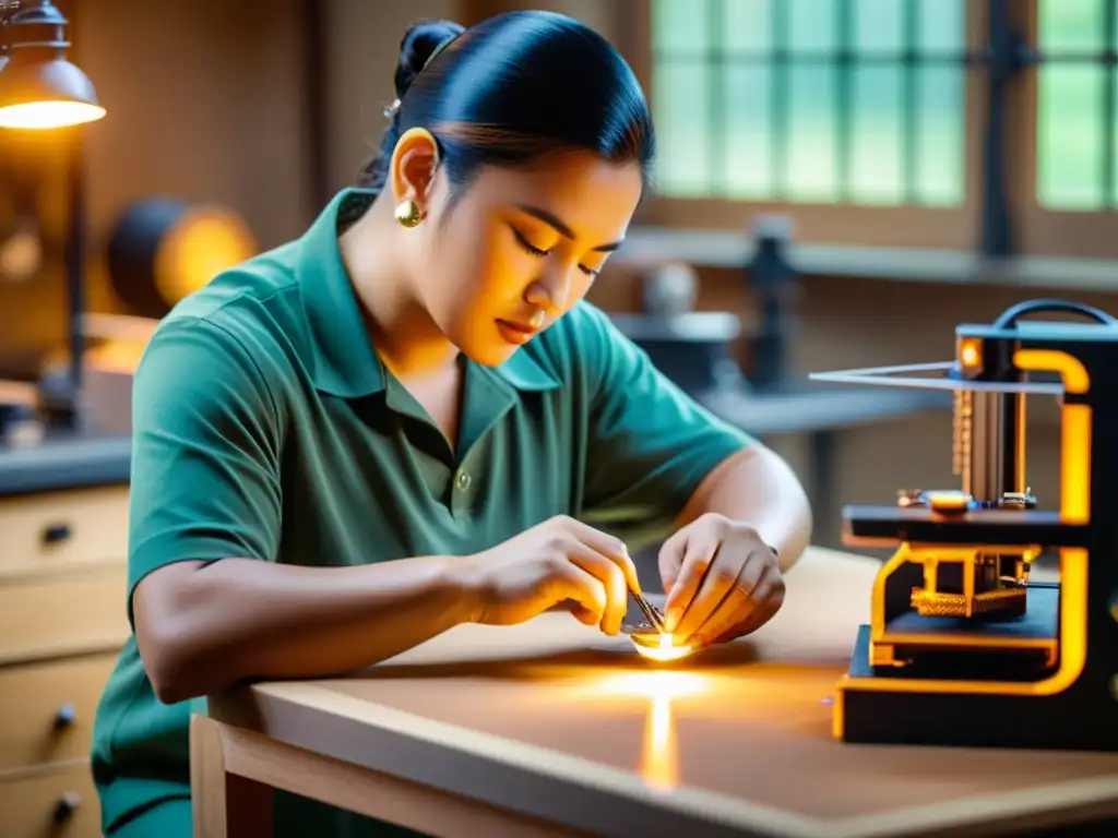 Un orfebre experto fusiona la artesanía tradicional con la tecnología moderna, reflejando la transformación digital en la orfebrería artesanal