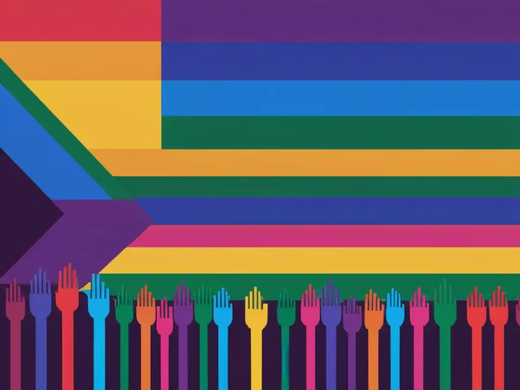 Orgullo LGBTQ+ representado en una bandera vintage con arte pixelado y artesanía digital en la comunidad LGBTQ+