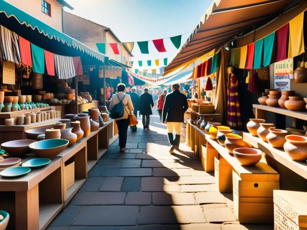 Vibrante mercado de artesanía tradicional, reflejo de la energía local y las estrategias de marketing digital